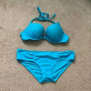 Aerie💙sequin swimsuit bikini👙set